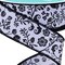 RG Ribbon 1.5" Wired Chinoiserie Flowers and Birds Ribbon - White, Black, Grey - 10 Yards For Bows, Wreaths, Crafts, and Decorations